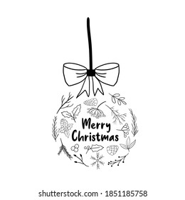 Merry Christmas greeting. Christmas hand drawn cute doodles, stickers, illustrations and elements. 