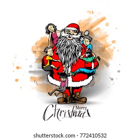 Merry christmas, greeting and invitation card.Christmas snowmen with santa gifts collection
