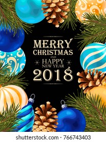 Merry christmas greeting postcard