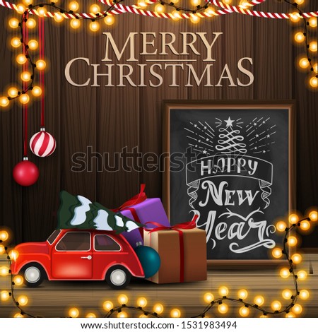 Similar – Image, Stock Photo wooden toy car carries on top a pine cone