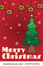 merry christmas greeting poster. greeting card for holiday year end season. illustration with black outline stroke. isolated design