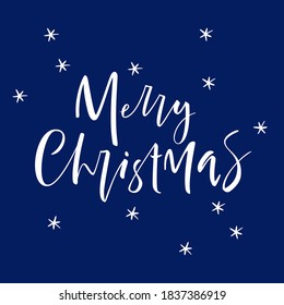 Merry Christmas. Christmas greeting poster written by hand. Letters. Vector.