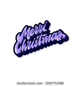 Merry Christmas. Christmas greeting poster written by hand. Letters. Vector.