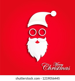 Merry Christmas greeting with Santa Claus silhouette Red Background Vector