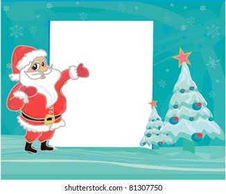 Merry Christmas Greeting With Santa Toasting By A Tree  - vector