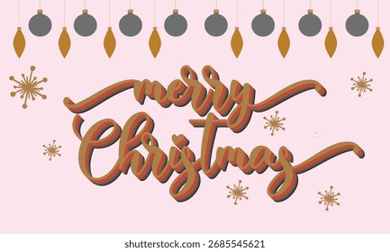 Guión de felicitación de las Navidades alegres con los copos de nieve brillantes aislados en el fondo blanco. Ilustración vectorial. EPS 10