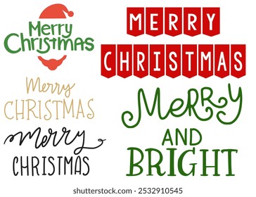 Merry Christmas Greeting Text Sets Designs, Joyful and Festive Typography, Perfect for Cards and Decorations, Elegant Styles to Celebrate the Holiday Season, Spread Love and Cheer with Each Greeting.