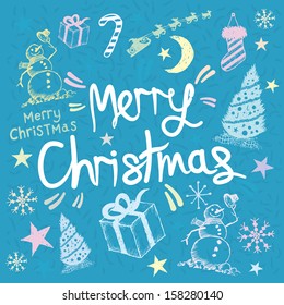 Merry Christmas Greeting Vector with christmas decorations.