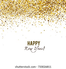 Merry Christmas  greeting vector illustration with golden  glitters, sparkles and text