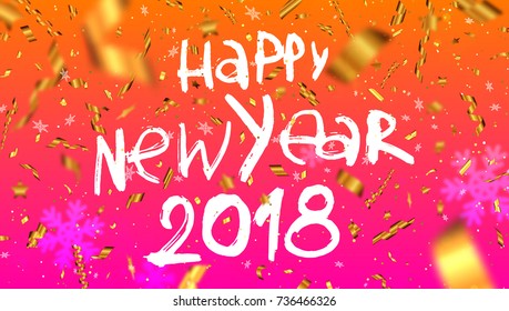 Merry Christmas greeting vector illustration with golden glitters, foil, confetti, sparkles and glowing snowflakes | Red background