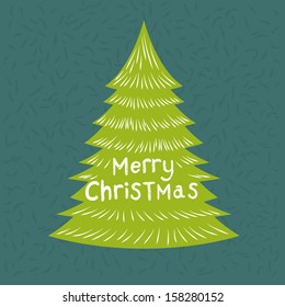 Merry Christmas Greeting Vector with a christmas tree.