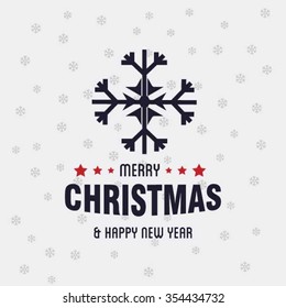 Merry Christmas Greetings Card Design with Snow Flakes
