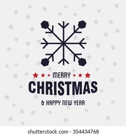 Merry Christmas Greetings Card Design with Snow Flakes
