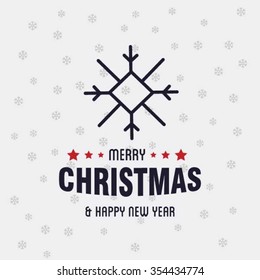 Merry Christmas Greetings Card Design with Snow Flakes
