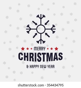 Merry Christmas Greetings Card Design with Snow Flakes
