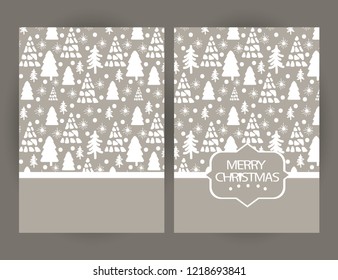 Merry Christmas  greetings card with Christmas symbols and hand drawn elements. Winter holidays congratulation template.