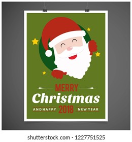 Merry Christmas greetings design with green background vector