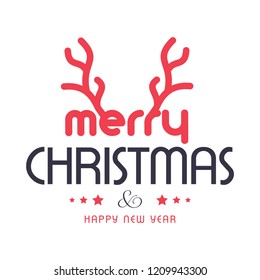 Merry Christmas greetings design with white background vector