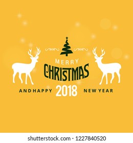 Merry Christmas greetings design with yellow background vector