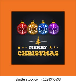 Merry Christmas greetings design with yellow background vector