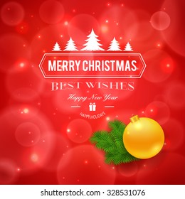 Merry Christmas greetings logo on red background. Chrictmas design made in vector