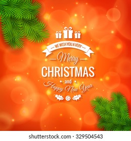 Merry Christmas greetings logo on colorful background. Christmas design made in vector
