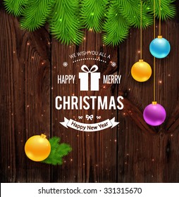 Merry Christmas greetings logo on chalkboard. Chrictmas design made in vector