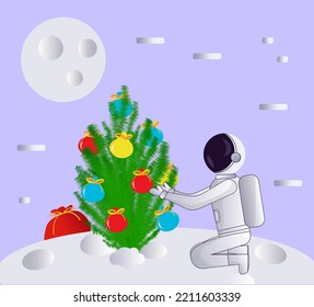 Merry Christmas Greetings On The Moon Astronaut