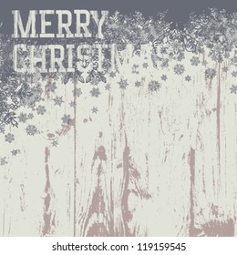 Merry christmas greetings on wooden background. Vector illustration, EPS8