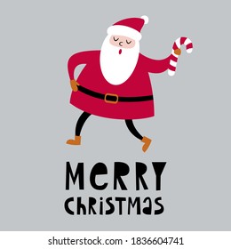 Merry Christmas. Christmas greetings from Santa Claus. New Year poster. Letters. Vector illustration.