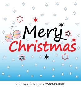 Frohe Weihnachten Grüße Vektor Vorlage Design. Weihnachtsgrußtext mit Elementen wie Weihnachtsbällen, Sternen und Schneeflocken auf elegantem Hintergrund. Frohe Weihnachten, Vektorgrafik-Design.  