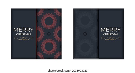 Merry christmas Greyed out greeting card design with red patterns. Vector poster Happy new year and winter ornament.