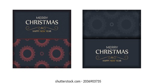 Merry christmas Greyed out greeting card design with red patterns. Vector poster Happy new year and winter ornament.