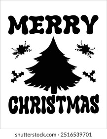 Merry Christmas groovy wavy Typography t shirt design