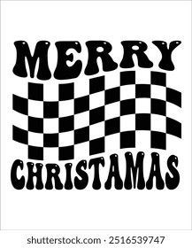  Merry Christmas groovy wavy Typography t shirt design