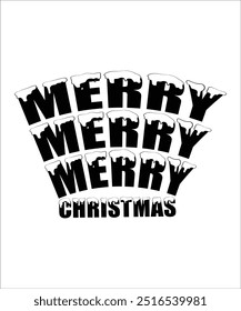 Merry Christmas groovy wavy Typography t shirt design