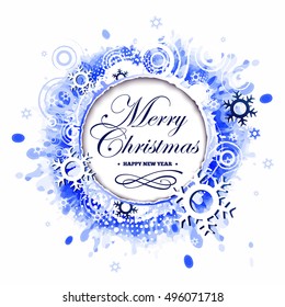 Merry Christmas grunge frame, elements for design, vector illustration