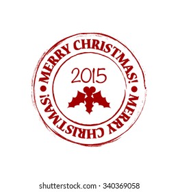 Merry Christmas grunge post stamp retro illustration