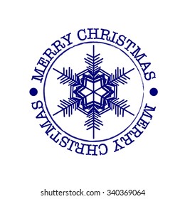 Merry Christmas grunge post stamp retro illustration
