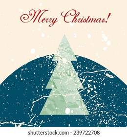 Merry Christmas grunge tree background. Vector illustration. EPS 10