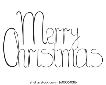 Merry Christmas hand draw lettering banner. Typography emblem. Text calligraphy inspiration card design. Winter holiday poster template. Wishing handwritten postcard isolated on white background.