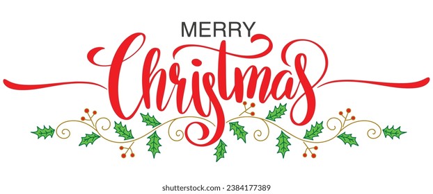 Merry christmas hand drawn calligraphy text lettering vector eps