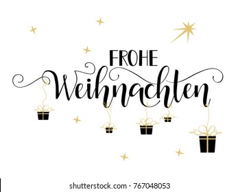  Fröhliche Weihnachten handgezeichnet Kalligrafieschrift. Deutscher Text Frohe Weihnachten: Frohe Weihnachten