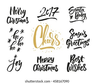 Merry Christmas. Hand drawn creative calligraphy and brush pen lettering. Can be used for cards, prints, posters, stamps, advertisement, blogs, banners, etc.