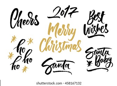 Merry Christmas. Hand drawn creative calligraphy and brush pen lettering. Can be used for cards, prints, posters, stamps, advertisement, blogs, banners, etc.