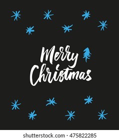 Merry Christmas. Hand drawn creative calligraphy and brush pen lettering. Can be used for cards, prints, posters, stamps, advertisement, blogs, banners, etc. 