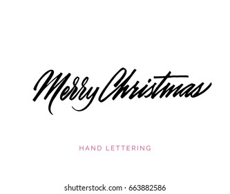 Merry Christmas. Hand drawn creative calligraphy and brush pen lettering. Can be used for cards, prints, posters, stamps, advertisement, blogs, banners, etc. 