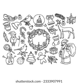 merry christmas hand drawn doodle illustrations vector set