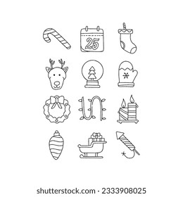 merry christmas hand drawn doodle illustrations vector set