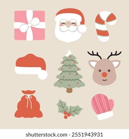 Merry Christmas hand drawn with flat design